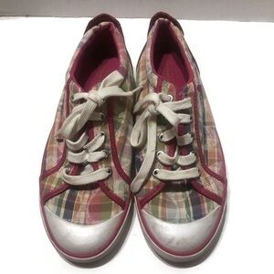 Coach Signature Barrett Plaid Patent Trim Sneakers Shoes Size 8B
